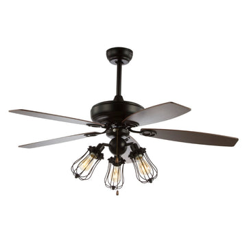 Lucas 52" Caged Metal/Wood LED Ceiling Fan - JONATHAN Y